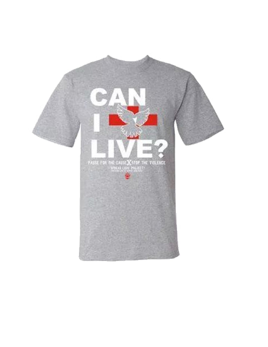 Grey "Can I Live?" t shirt